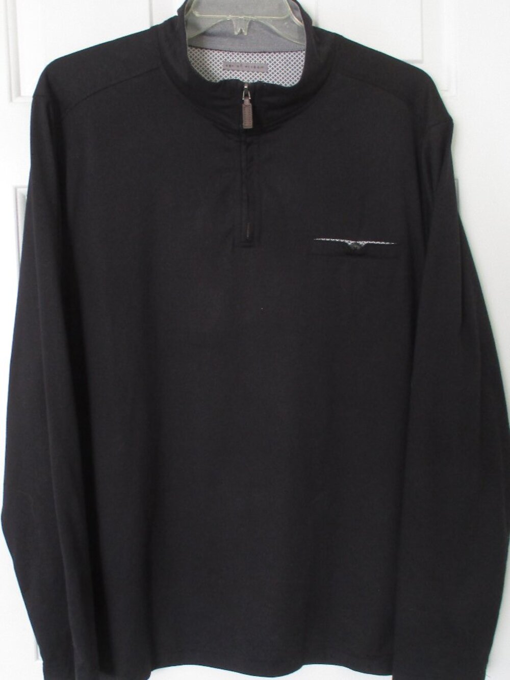 Age of Wisdom Mens L/S Black Stretch 1/4 Zip Lightweight Sweater NWOT - Large